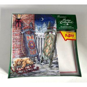 Vintage Box of 20 Prestige Collection Christmas Cards Evening Sleds Snow Teddy B